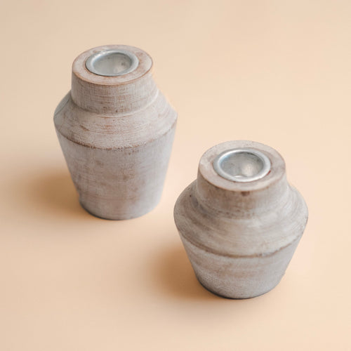 Maira Wooden Taper Candle Holder